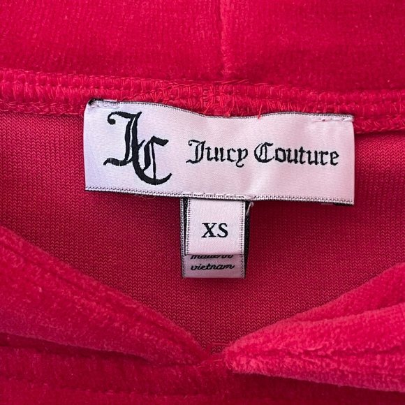Juicy Couture Spell Out Los Angeles Womens Size XS Oversized Red Velour Hoodie - Picture 8 of 15